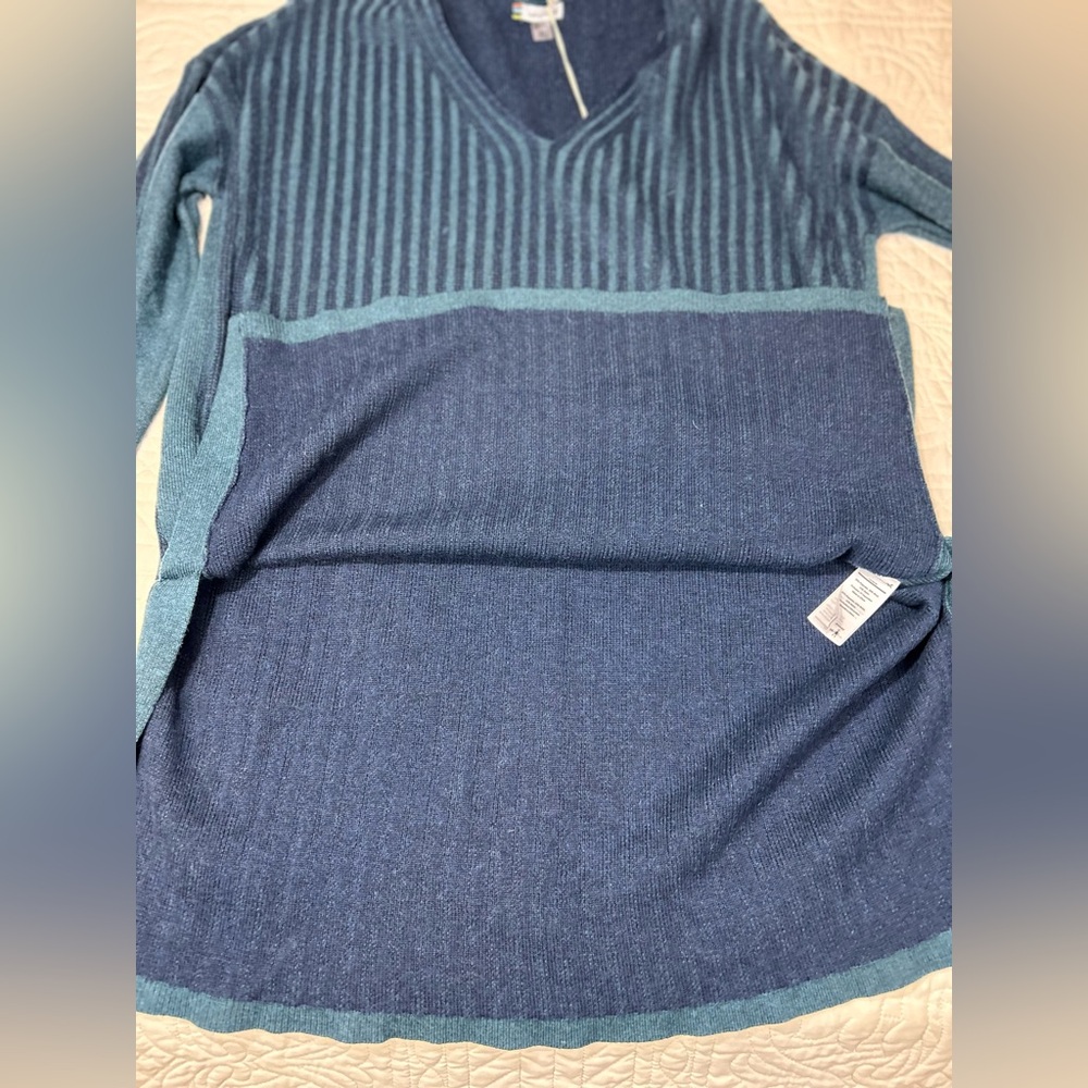 Smartwool Shadow Pine Colorblock Sweater Twilight Blue Heather Women’s Size XL - Picture 11 of 13